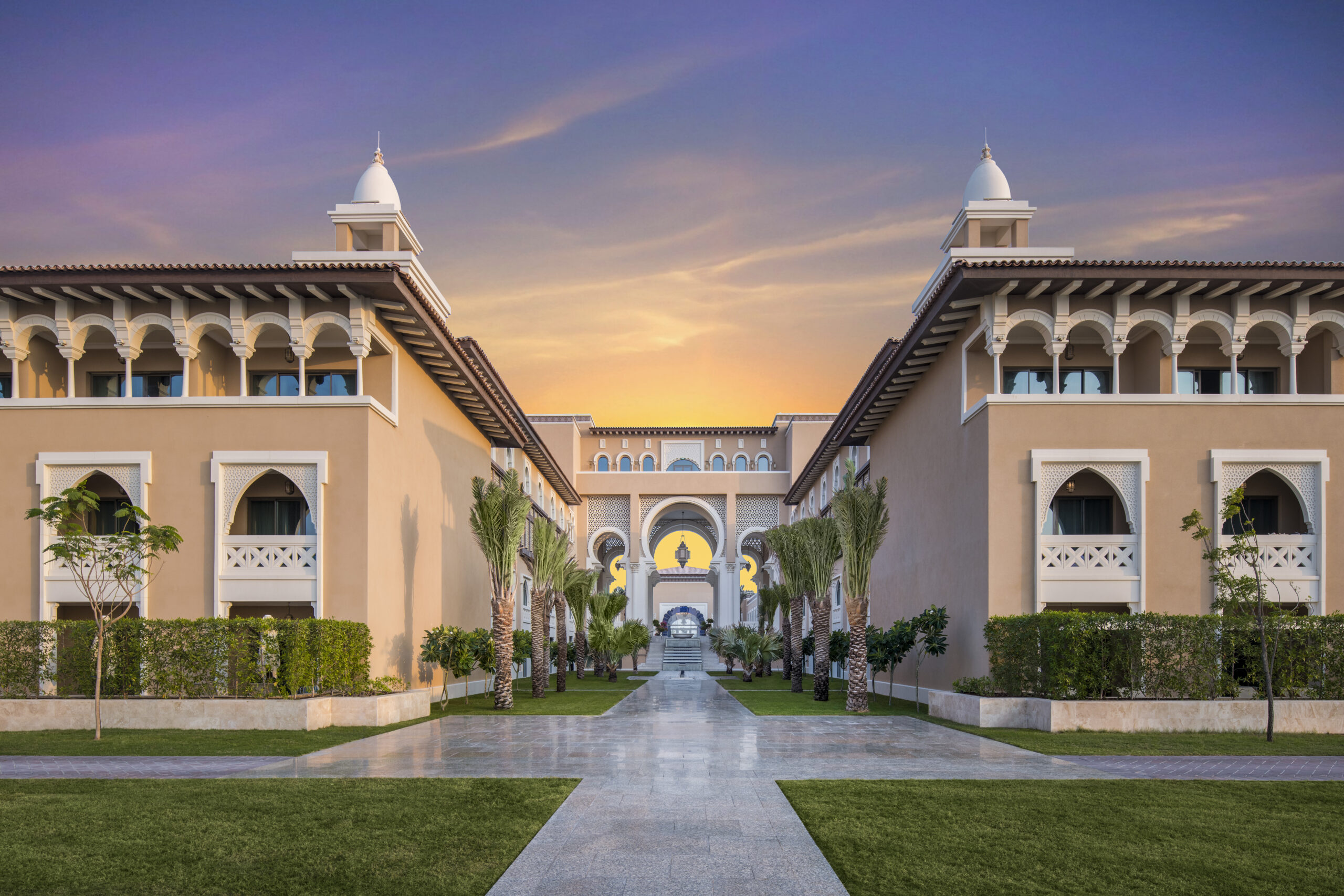 hotel exterior sunset